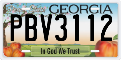 GA license plate PBV3112