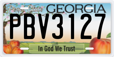 GA license plate PBV3127