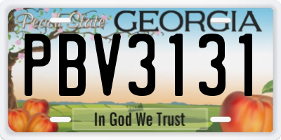 GA license plate PBV3131