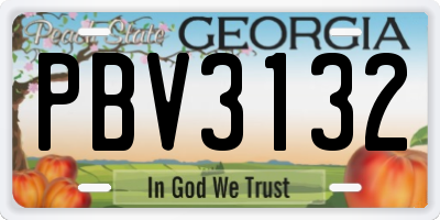 GA license plate PBV3132
