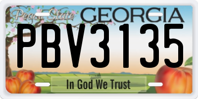 GA license plate PBV3135
