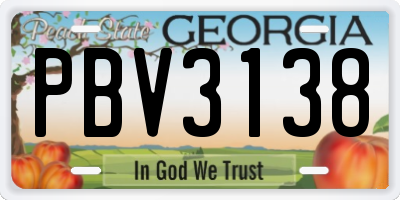 GA license plate PBV3138