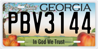 GA license plate PBV3144