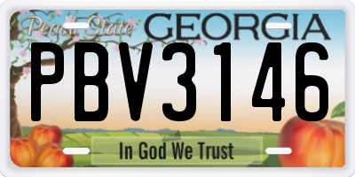 GA license plate PBV3146