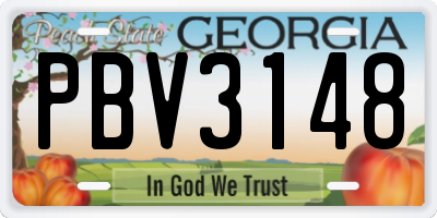 GA license plate PBV3148