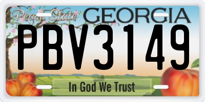GA license plate PBV3149
