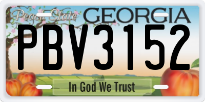GA license plate PBV3152