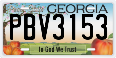 GA license plate PBV3153