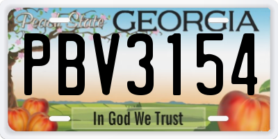 GA license plate PBV3154