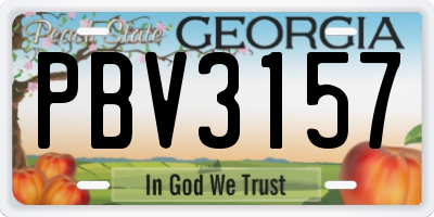 GA license plate PBV3157