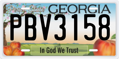 GA license plate PBV3158