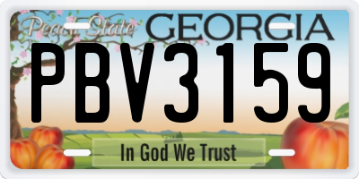 GA license plate PBV3159