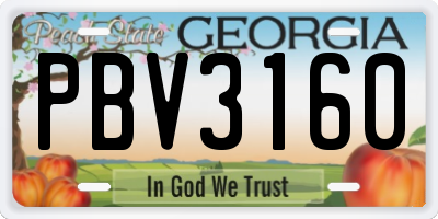 GA license plate PBV3160