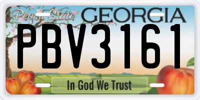 GA license plate PBV3161