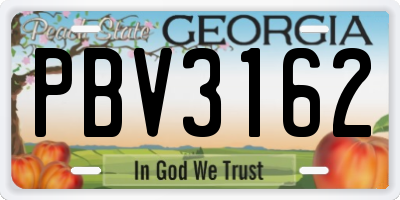 GA license plate PBV3162