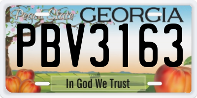 GA license plate PBV3163