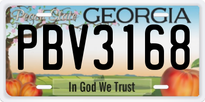 GA license plate PBV3168