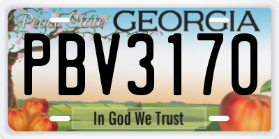 GA license plate PBV3170