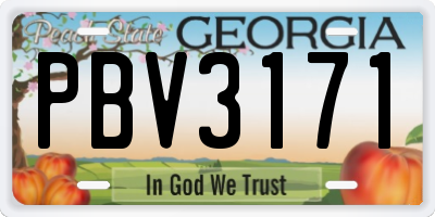 GA license plate PBV3171