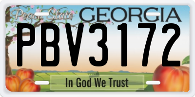 GA license plate PBV3172