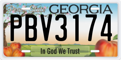 GA license plate PBV3174