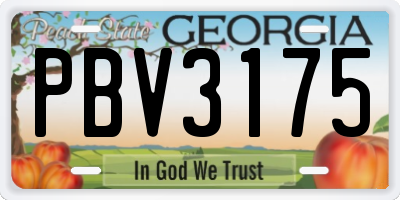 GA license plate PBV3175