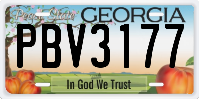 GA license plate PBV3177