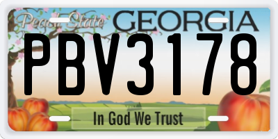 GA license plate PBV3178