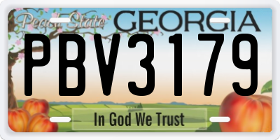 GA license plate PBV3179