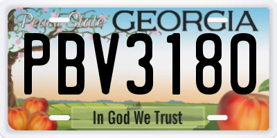 GA license plate PBV3180