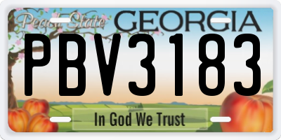 GA license plate PBV3183