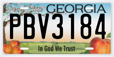 GA license plate PBV3184