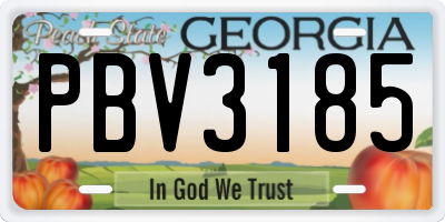 GA license plate PBV3185