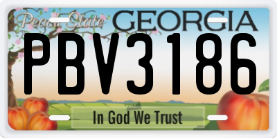 GA license plate PBV3186