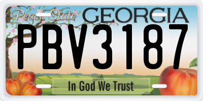 GA license plate PBV3187