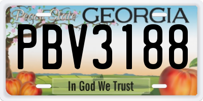GA license plate PBV3188