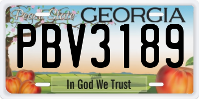 GA license plate PBV3189