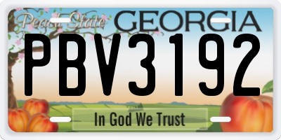 GA license plate PBV3192