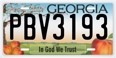 GA license plate PBV3193