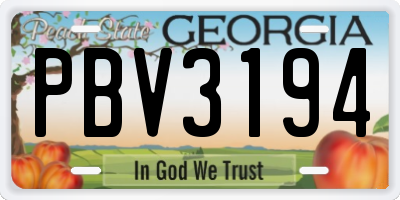GA license plate PBV3194