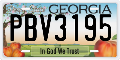 GA license plate PBV3195