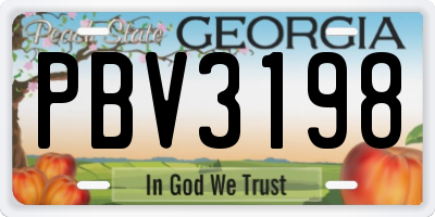 GA license plate PBV3198