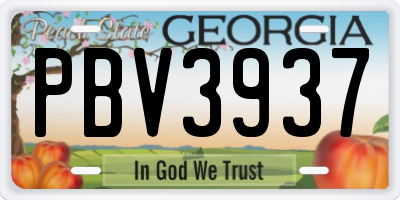 GA license plate PBV3937