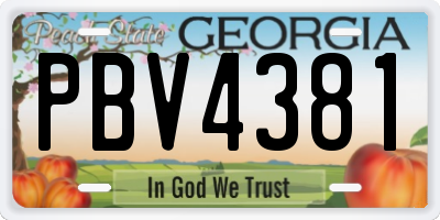 GA license plate PBV4381