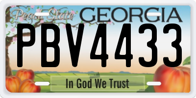 GA license plate PBV4433