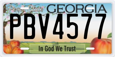 GA license plate PBV4577