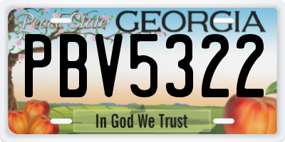 GA license plate PBV5322