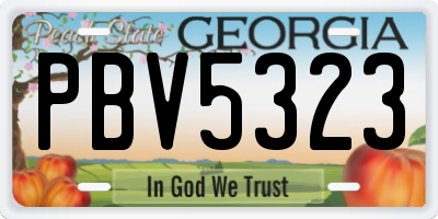 GA license plate PBV5323