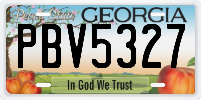 GA license plate PBV5327