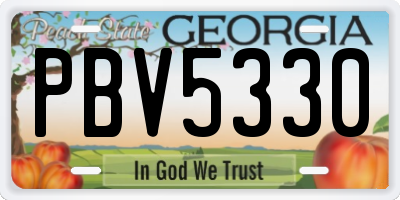 GA license plate PBV5330